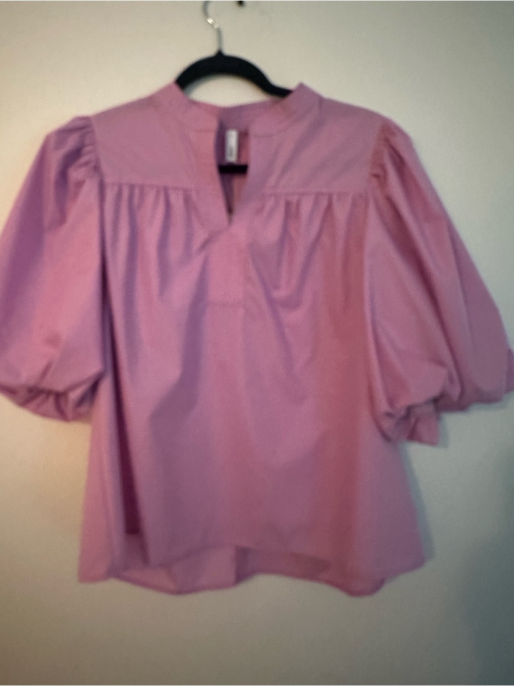 glam Pink Puff-Sleeve Peasant Blouse